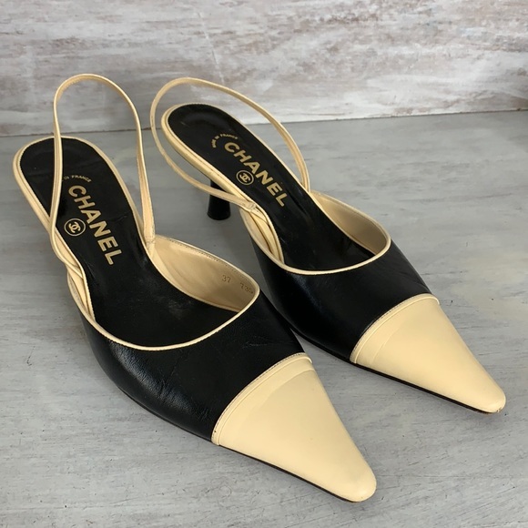 Pointed Toe Slingback Kitten Heels